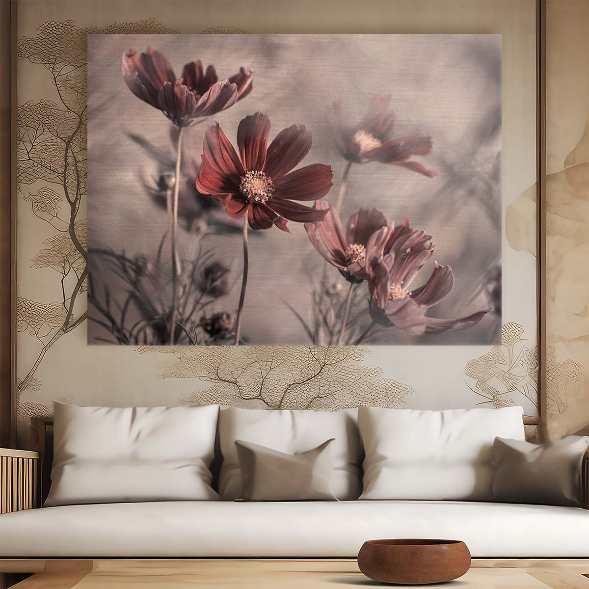 Stunning Macro Pink Cosmos Floral Bokeh Wall Art by Luxuriance Designs. Made in USA.