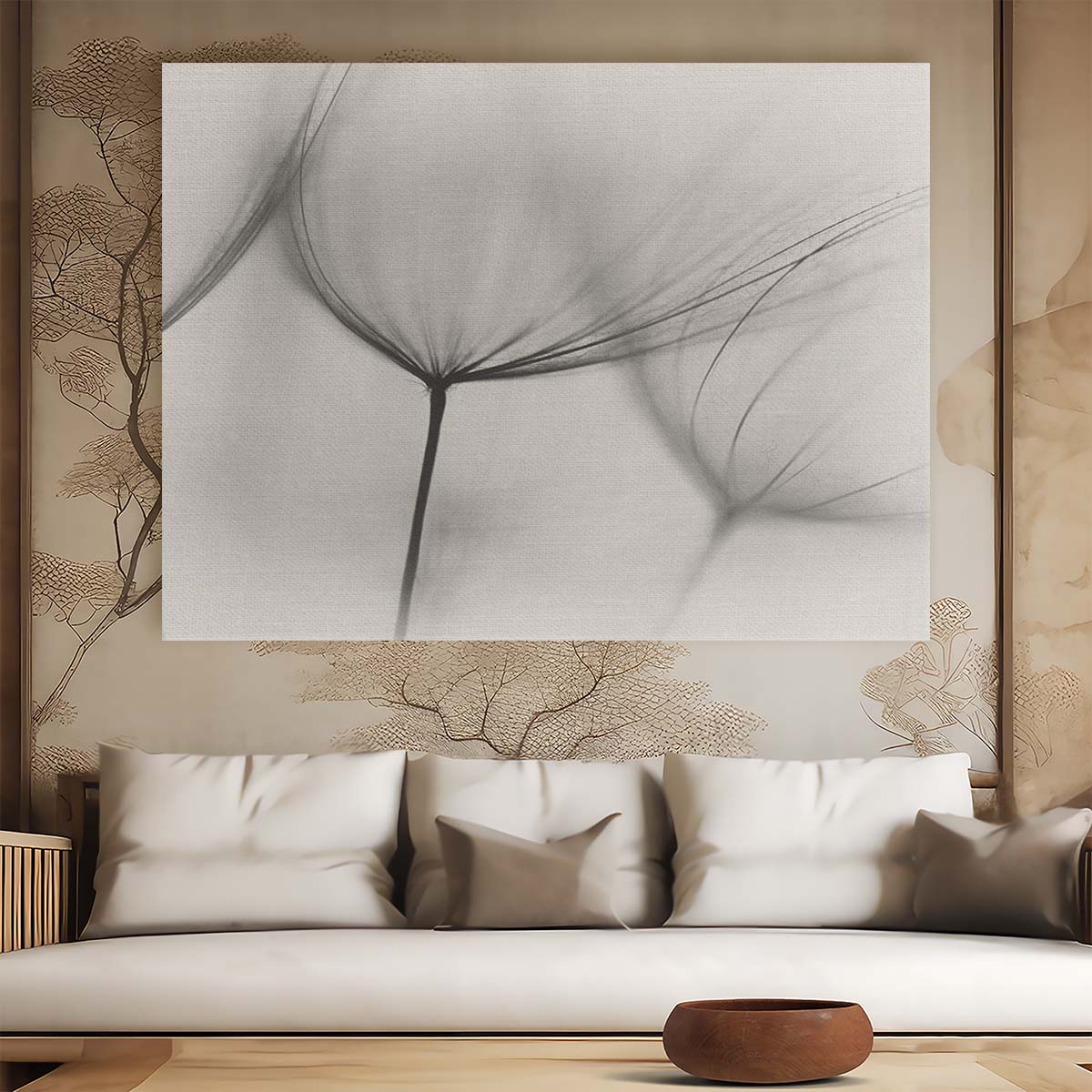 Serene Minimalist Dandelion Macro Wall Art by Luxuriance Designs. Made in USA.