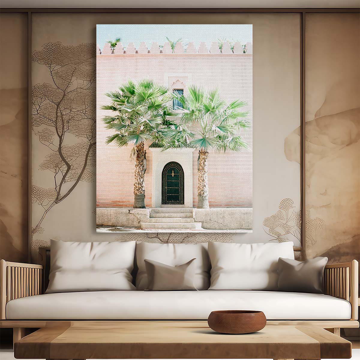 Exotic Marrakesh Architecture Photography Sunny Palm Tree Doorways by Luxuriance Designs, made in USA