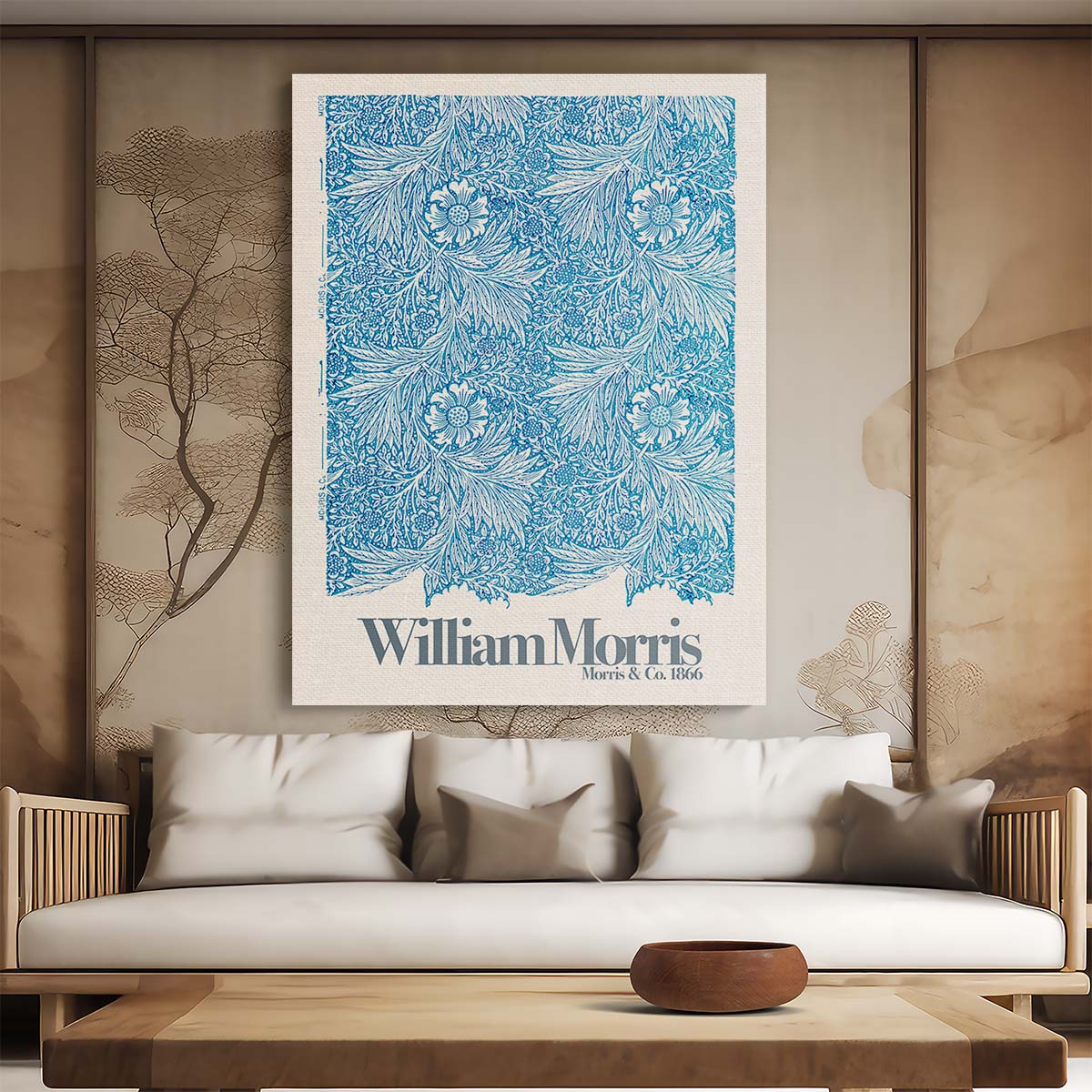 William Morris Marigold Floral Typography Illustration Poster by Luxuriance Designs, made in USA
