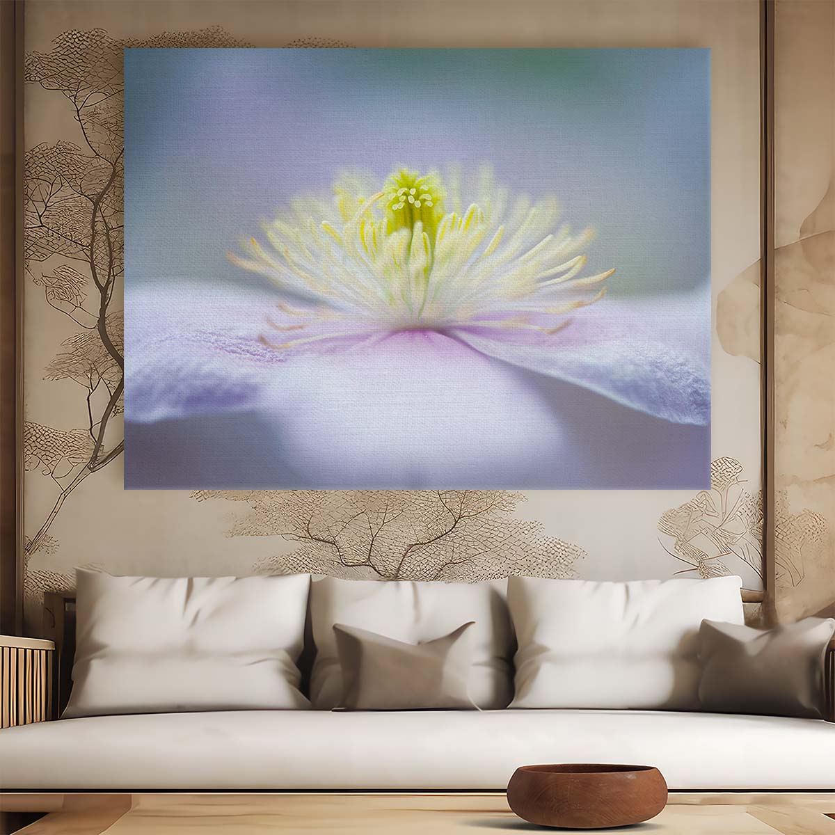 Delicate Pink Mayleen Clematis Macro Floral Wall Art by Luxuriance Designs. Made in USA.