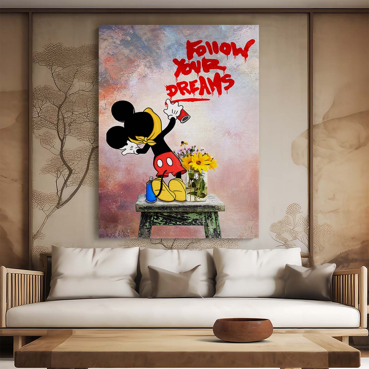 Mickey Mouse Follow Your Dreams Wall Art by Luxuriance Designs. Made in USA.