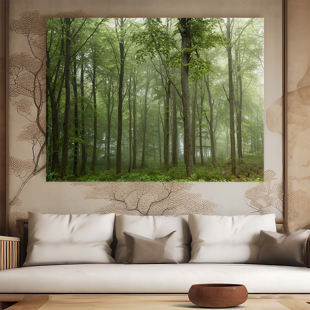 Foggy Green Forest Landscape Photography, Skive Denmark Wall Art