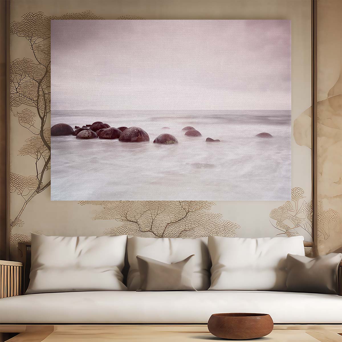 Moeraki Boulders Seascape Serene Long Exposure Photography Wall Art