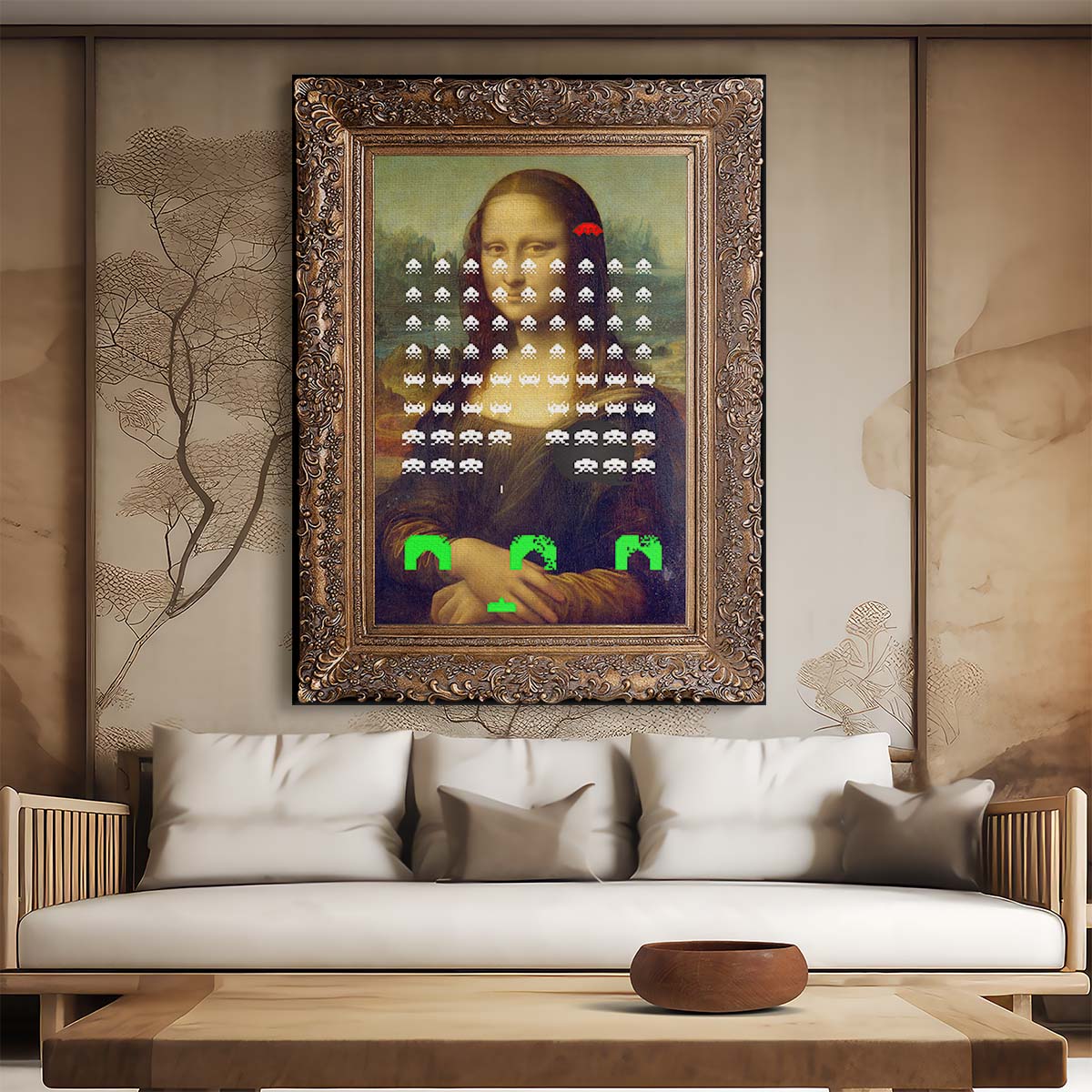 Mona Lisa Da Vinci Invaders Wall Art by Luxuriance Designs. Made in USA.
