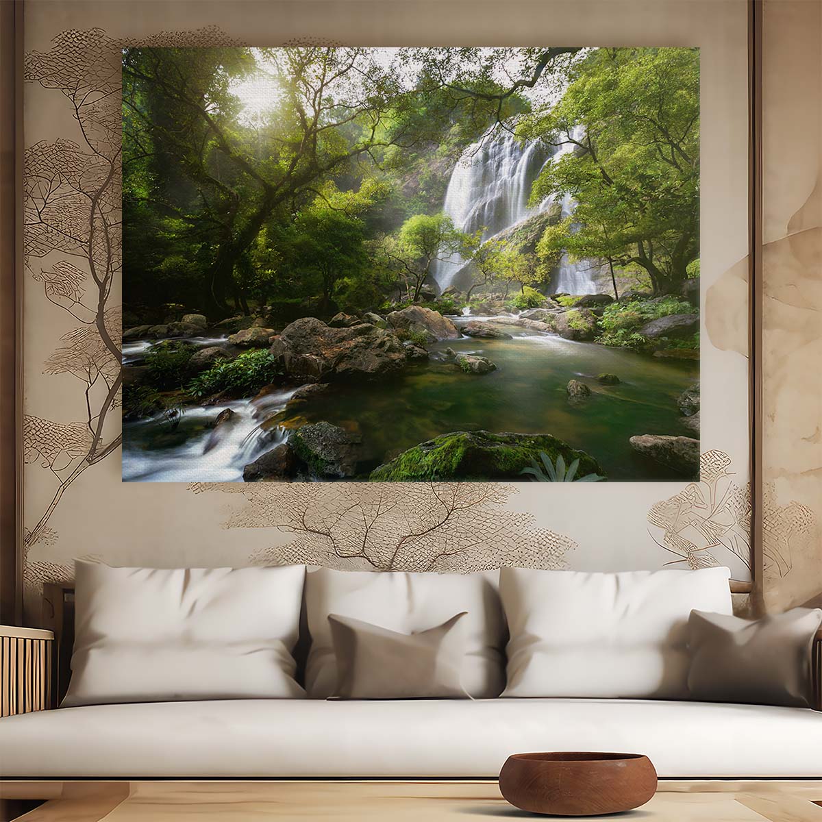 Majestic Khlong Lan Waterfall Stream Landscape Photography Wall Art