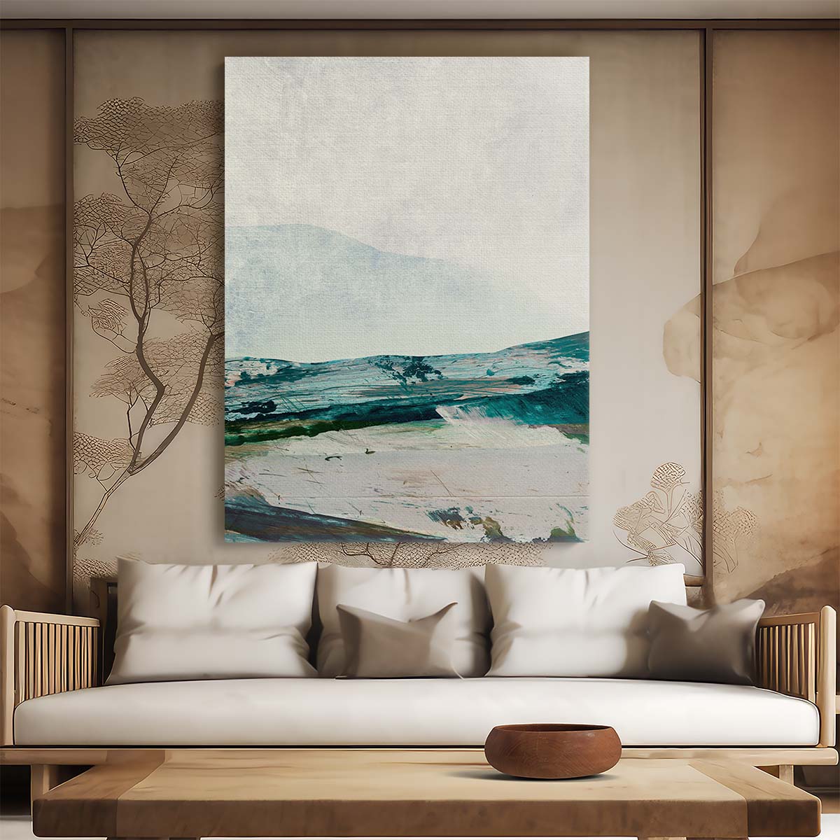 Dan Hobday's Modern Green Mountains Abstract Illustration Art by Luxuriance Designs, made in USA