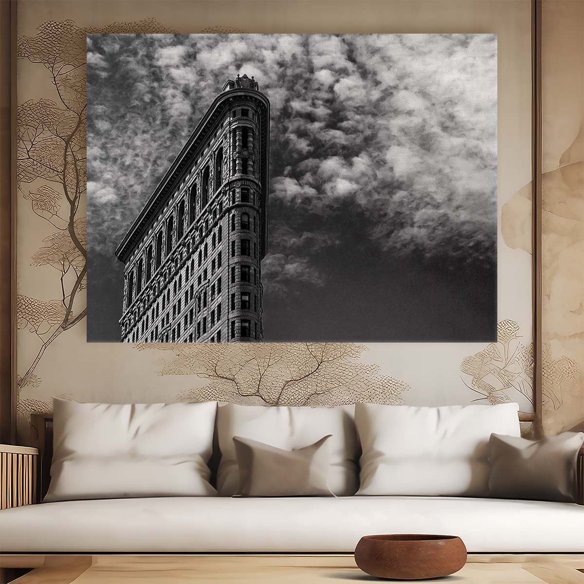 Iconic NYC Flatiron Building Monochrome Wall Art by Luxuriance Designs. Made in USA.