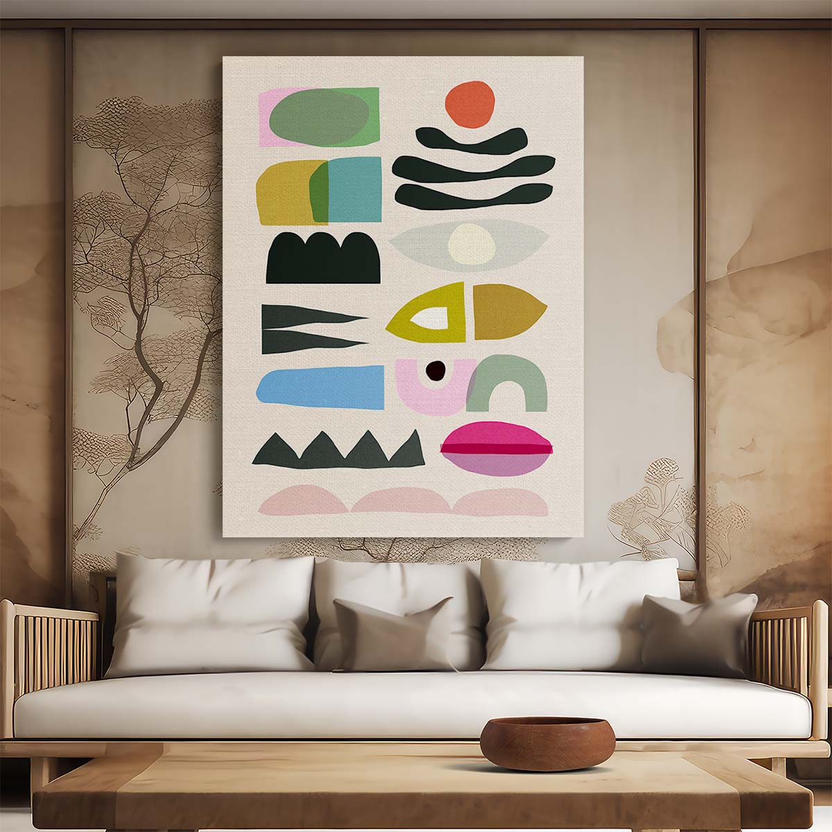 Dan Hobday's Abstract Geometry Nord No2 Illustration, Organic Bright Colors by Luxuriance Designs, made in USA