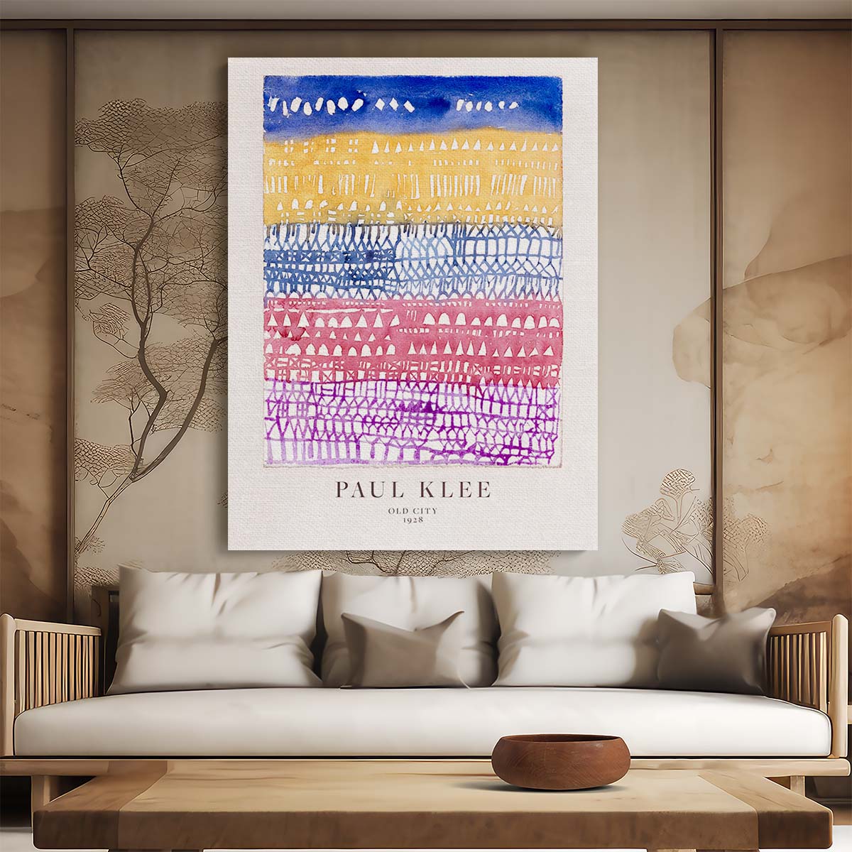 1928 Paul Klee Old City Watercolor Illustration Art Poster by Luxuriance Designs, made in USA