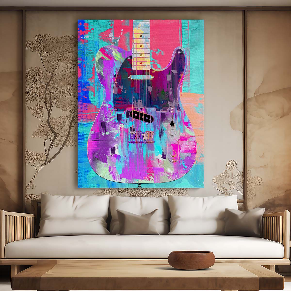 Painted Telecaster Guitar Wall Art by Luxuriance Designs. Made in USA.