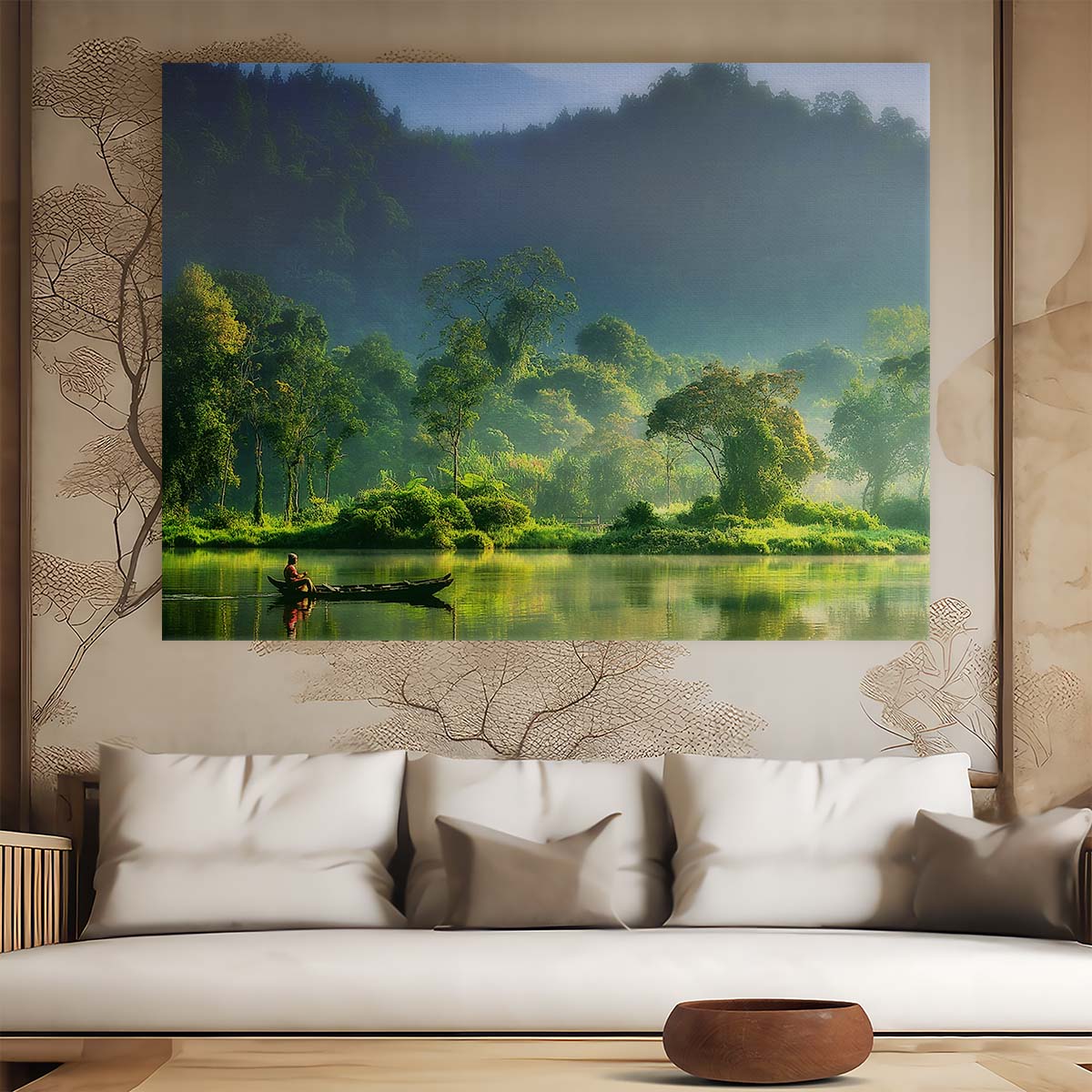 Serene Indonesian Jungle River Landscape Photography Wall Art