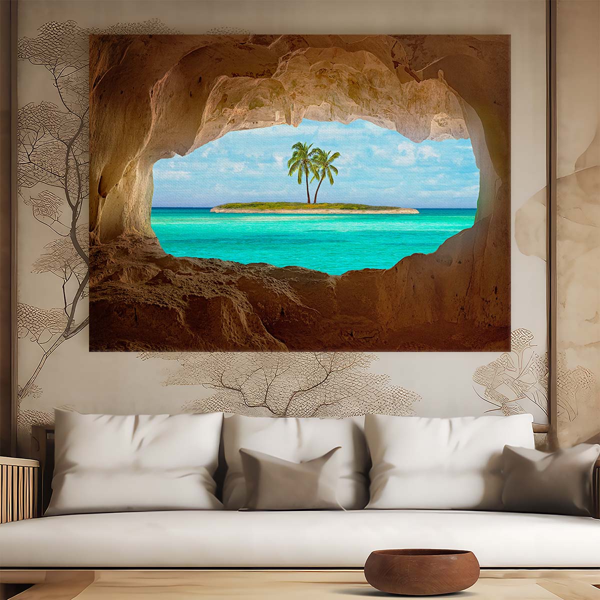 Exotic Tropical Beach & Cave Paradise Landscape Photography Wall Art