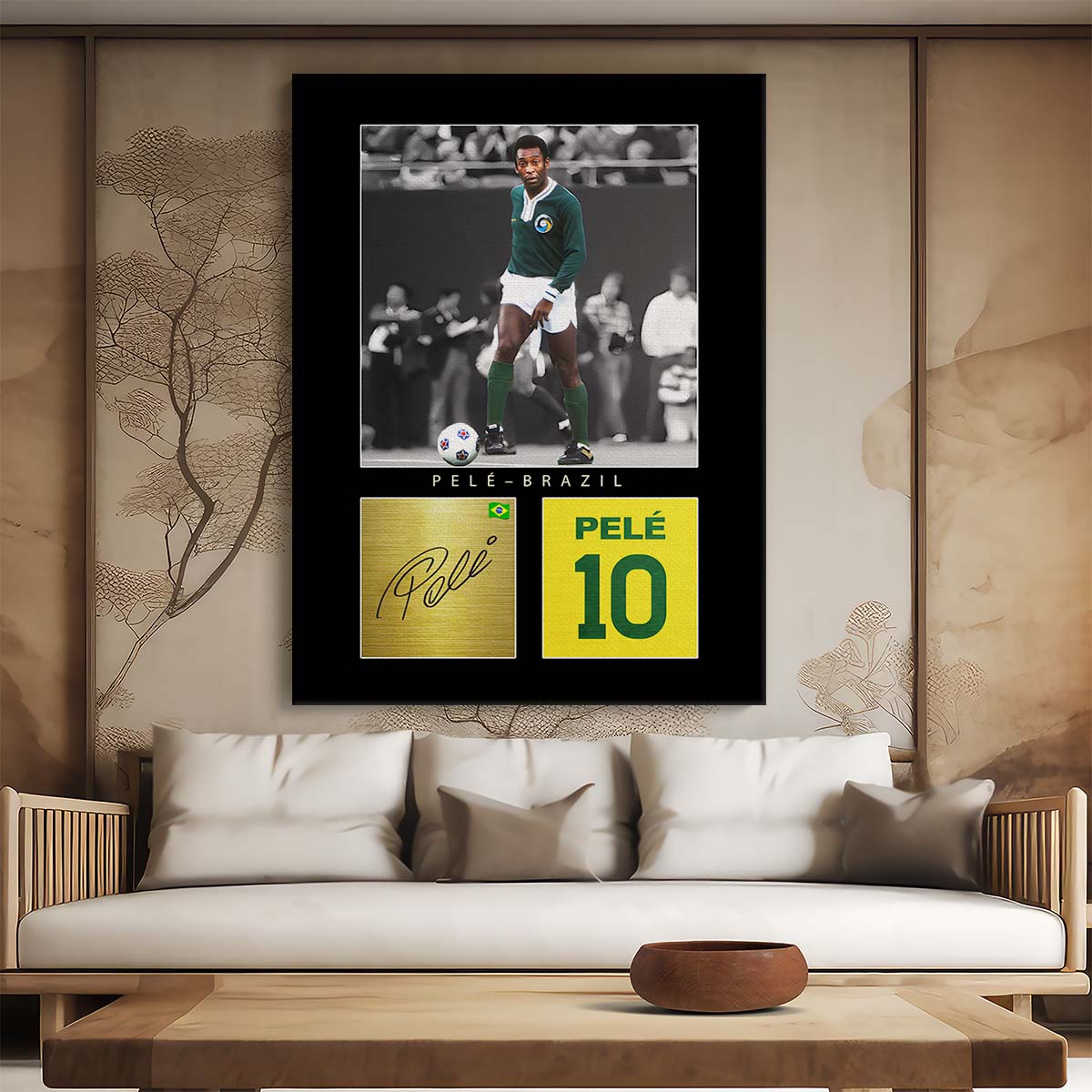 Pele Brazil World Cup Signature Wall Art by Luxuriance Designs. Made in USA.