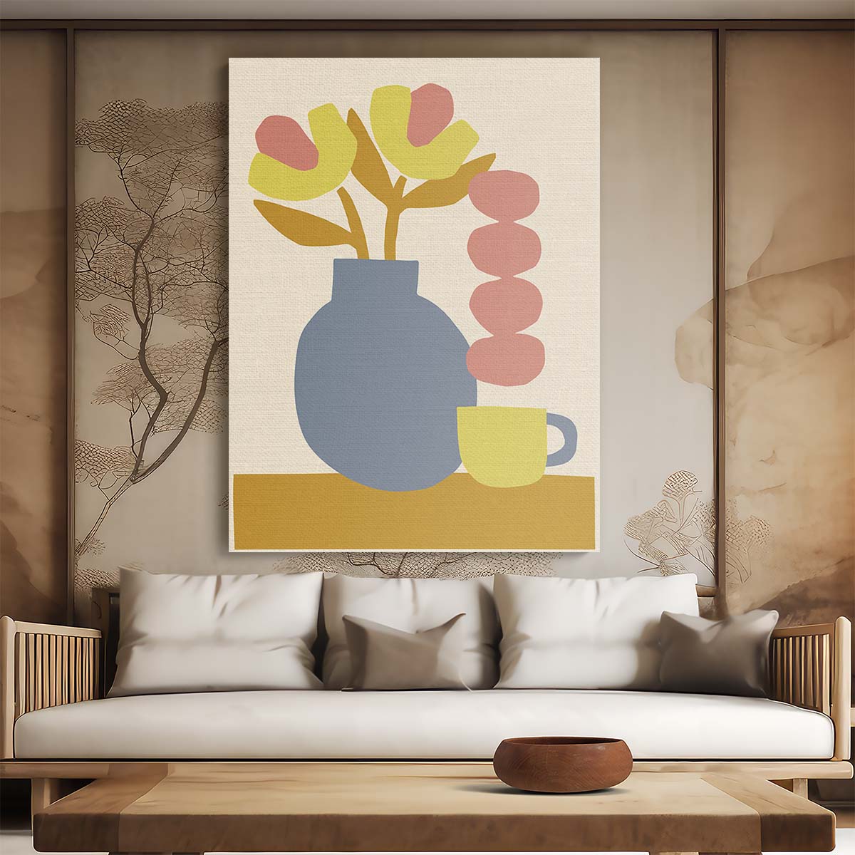 Pastel Floral Vase Illustration Wall Art by Margaux Fugier by Luxuriance Designs, made in USA
