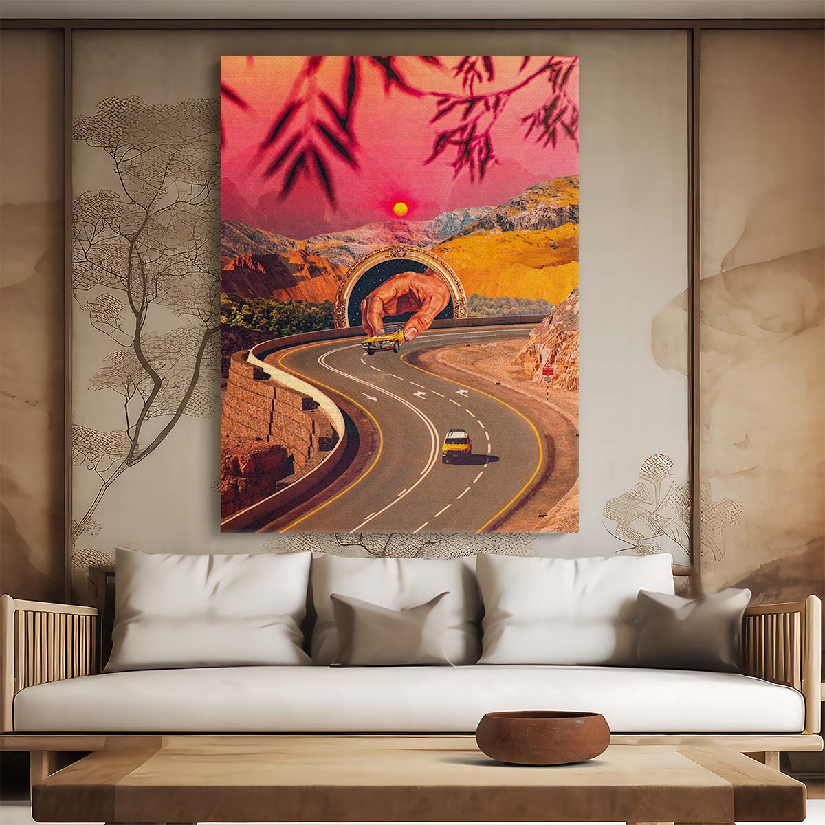 Vintage Car Road Trip Surreal Collage Illustration by Taudalpoi by Luxuriance Designs, made in USA