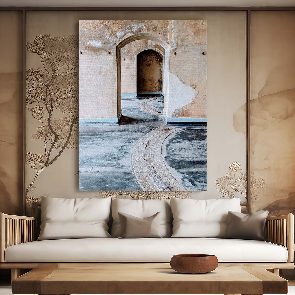 Abandoned Portsmouth Architectural Photography Interior Archways Wall Art by Luxuriance Designs, made in USA