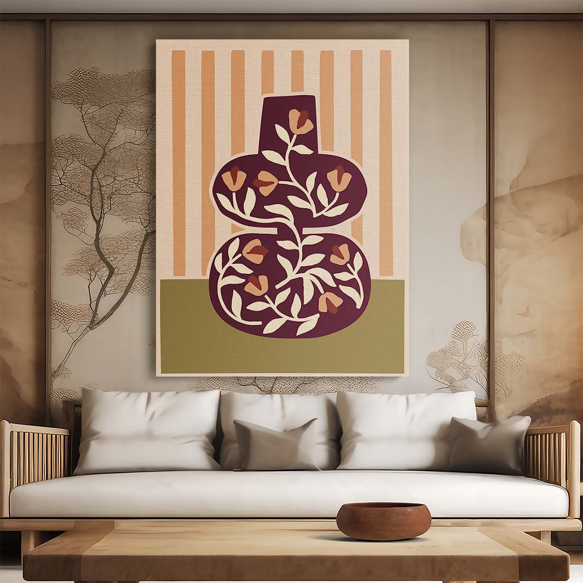 Abstract Floral Illustration of Colourful Botanical Vase Art by Luxuriance Designs, made in USA