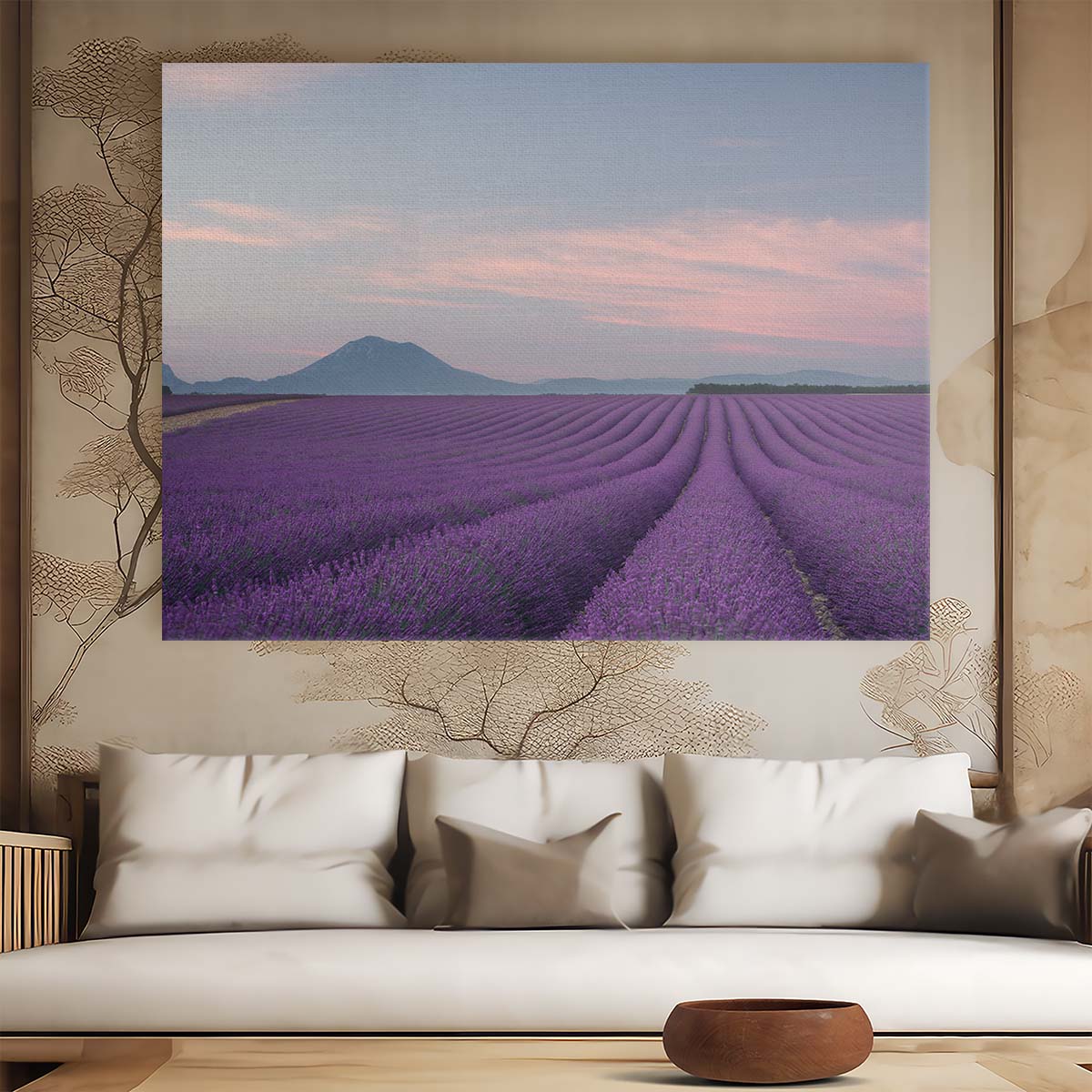 Provence Lavender Fields Floral Landscape Wall Art by Luxuriance Designs. Made in USA.