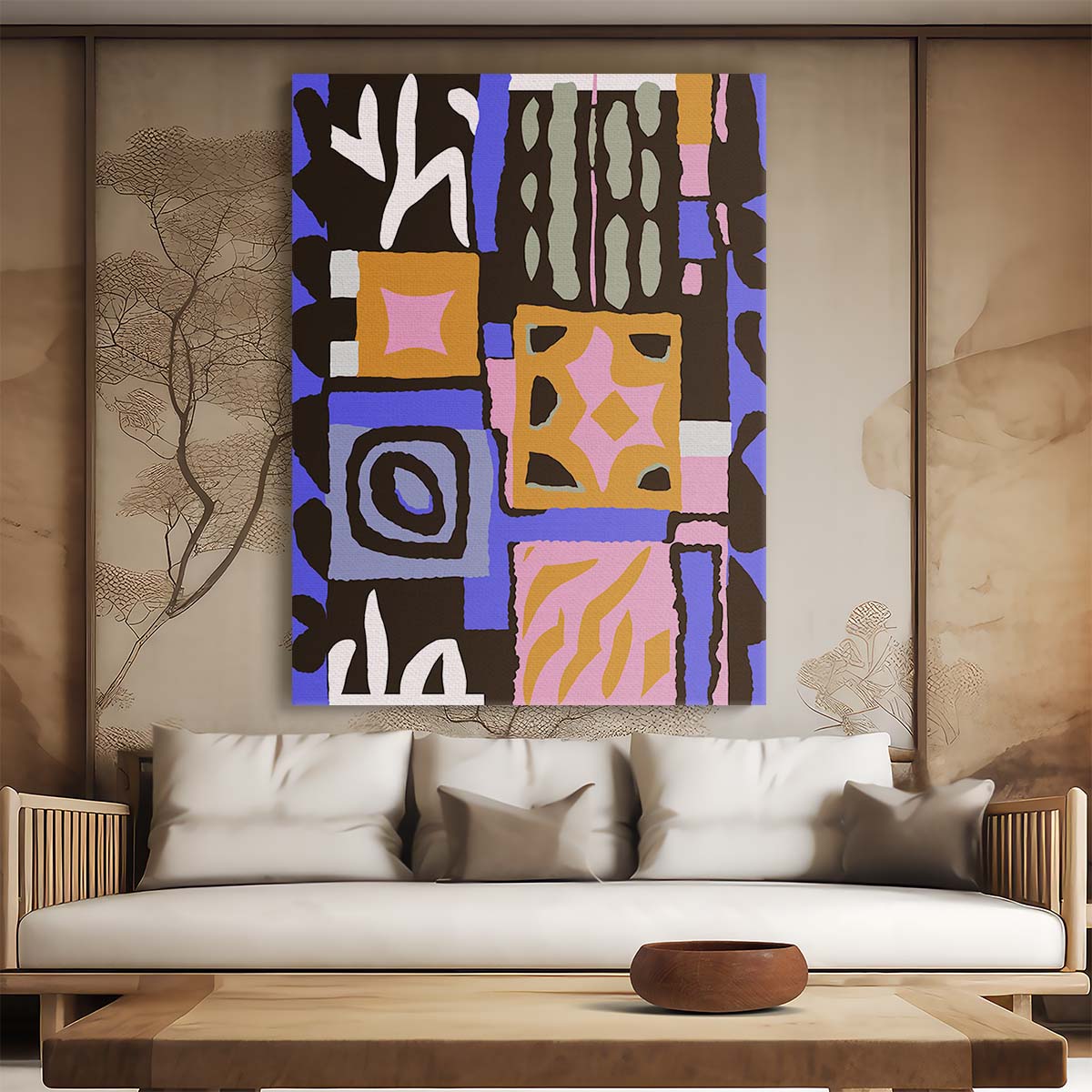 Abstract Geometric Peru Pattern Colorful Purple and Orange Illustration by Treechild by Luxuriance Designs, made in USA
