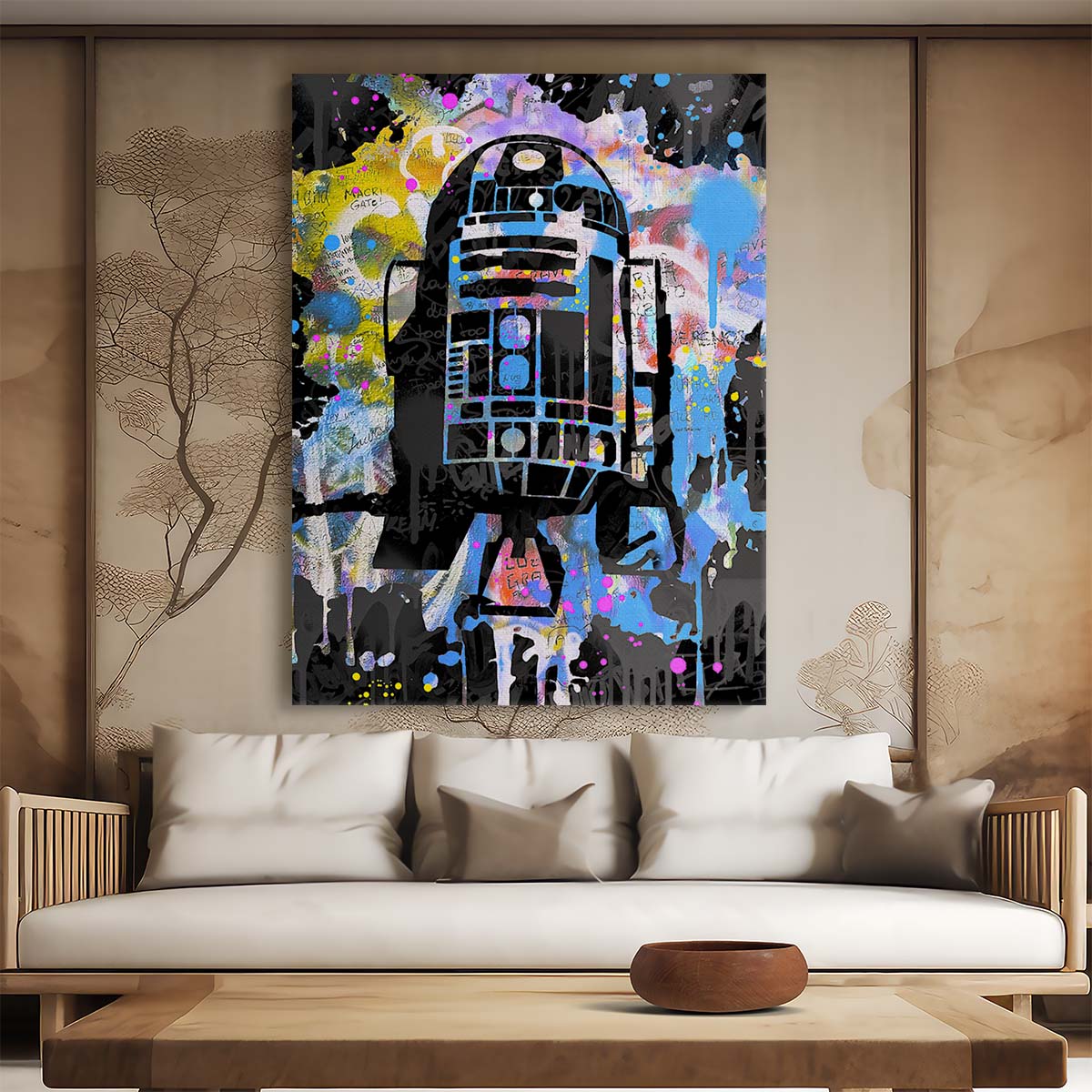 R2D2 Star Wars Graffiti Wall Art by Luxuriance Designs. Made in USA.