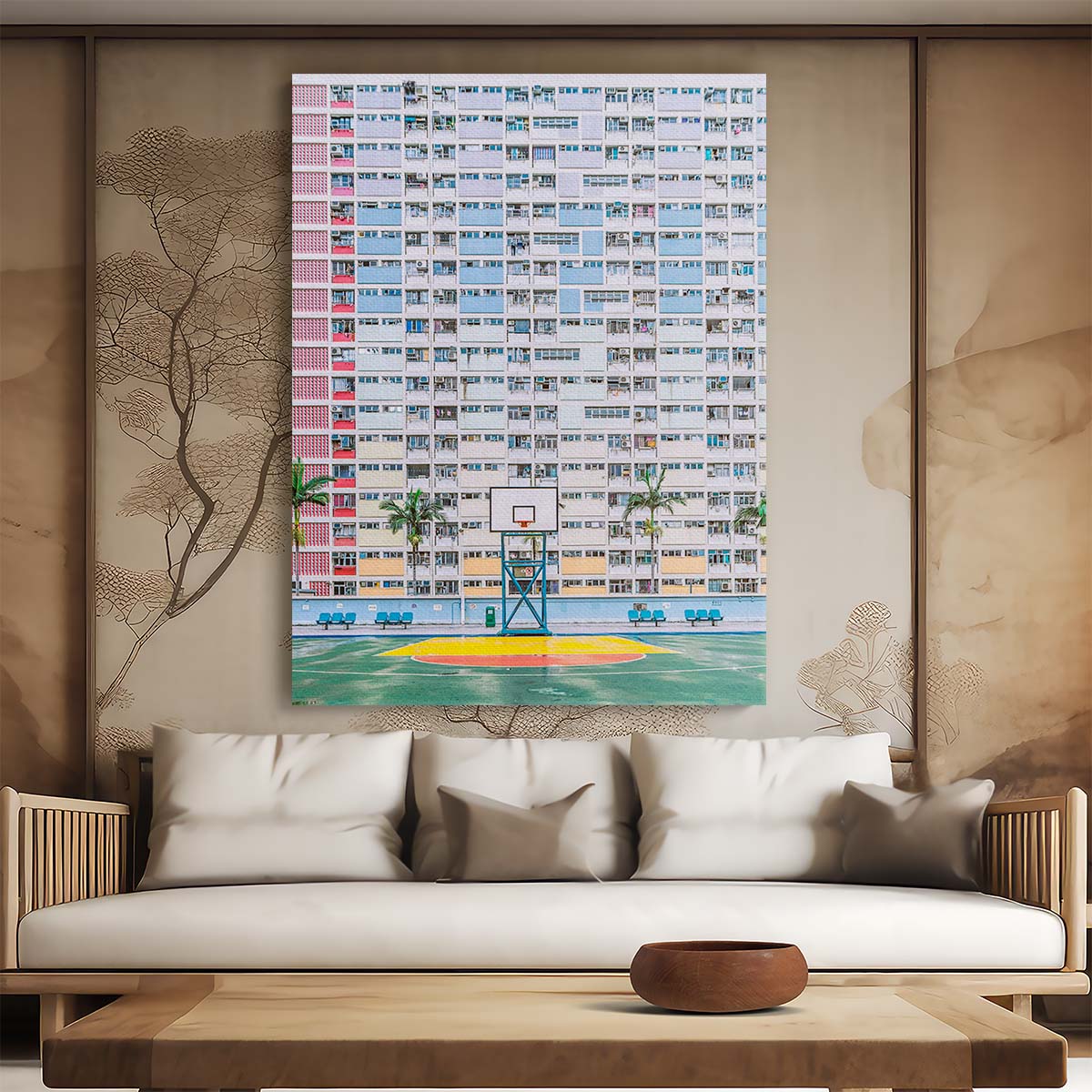 Colorful Hong Kong Basketball Court Photography by Han Xiaobei by Luxuriance Designs, made in USA