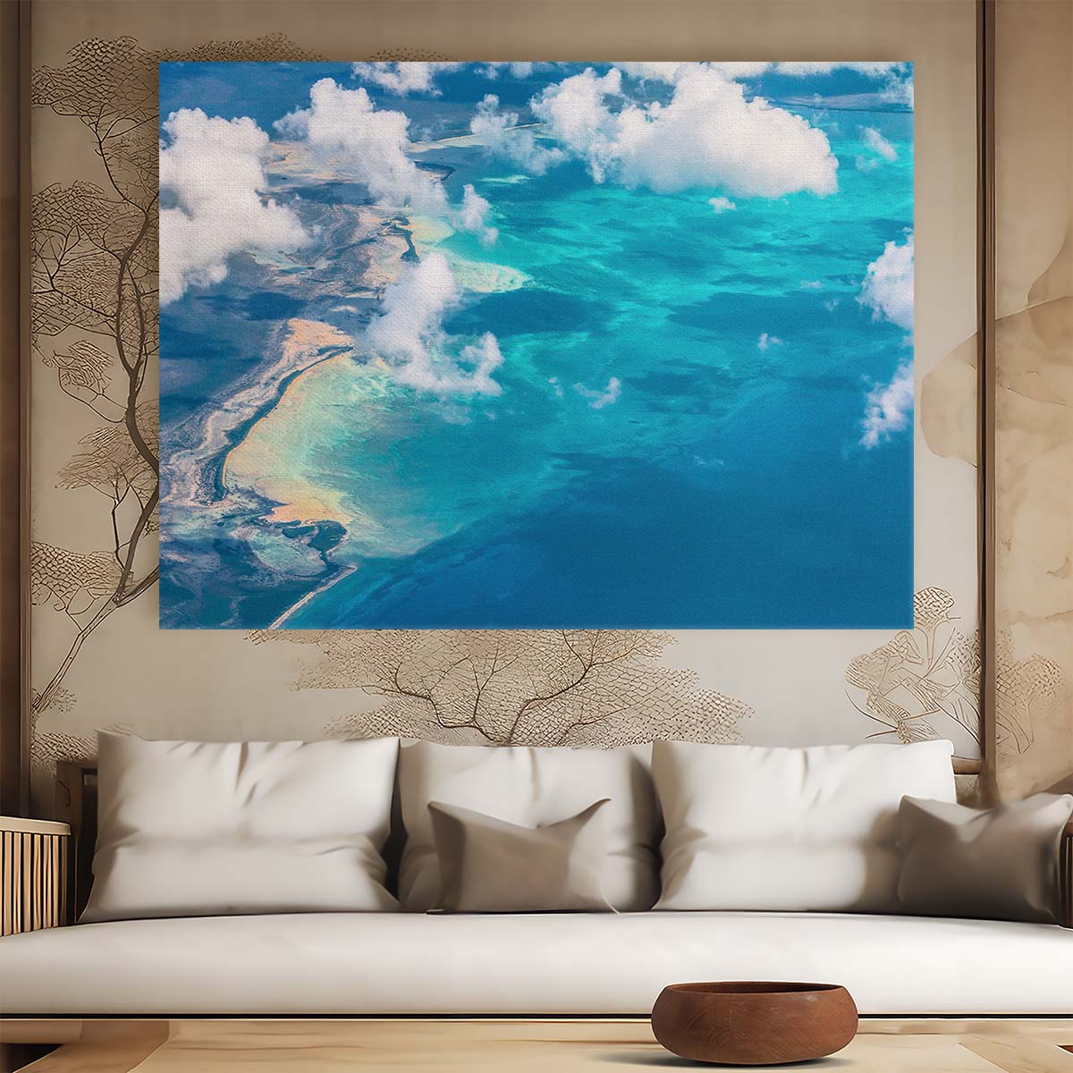 Caribbean Beach & Ocean Aerial View Wall Art by Luxuriance Designs. Made in USA.