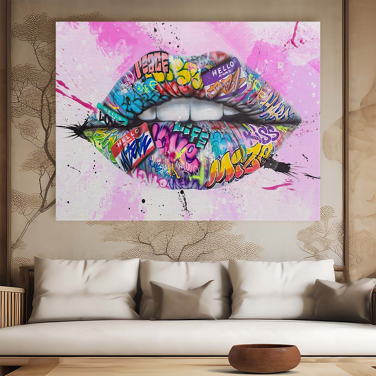 Sexy Graffiti Lips Wall Art by Luxuriance Designs. Made in USA.