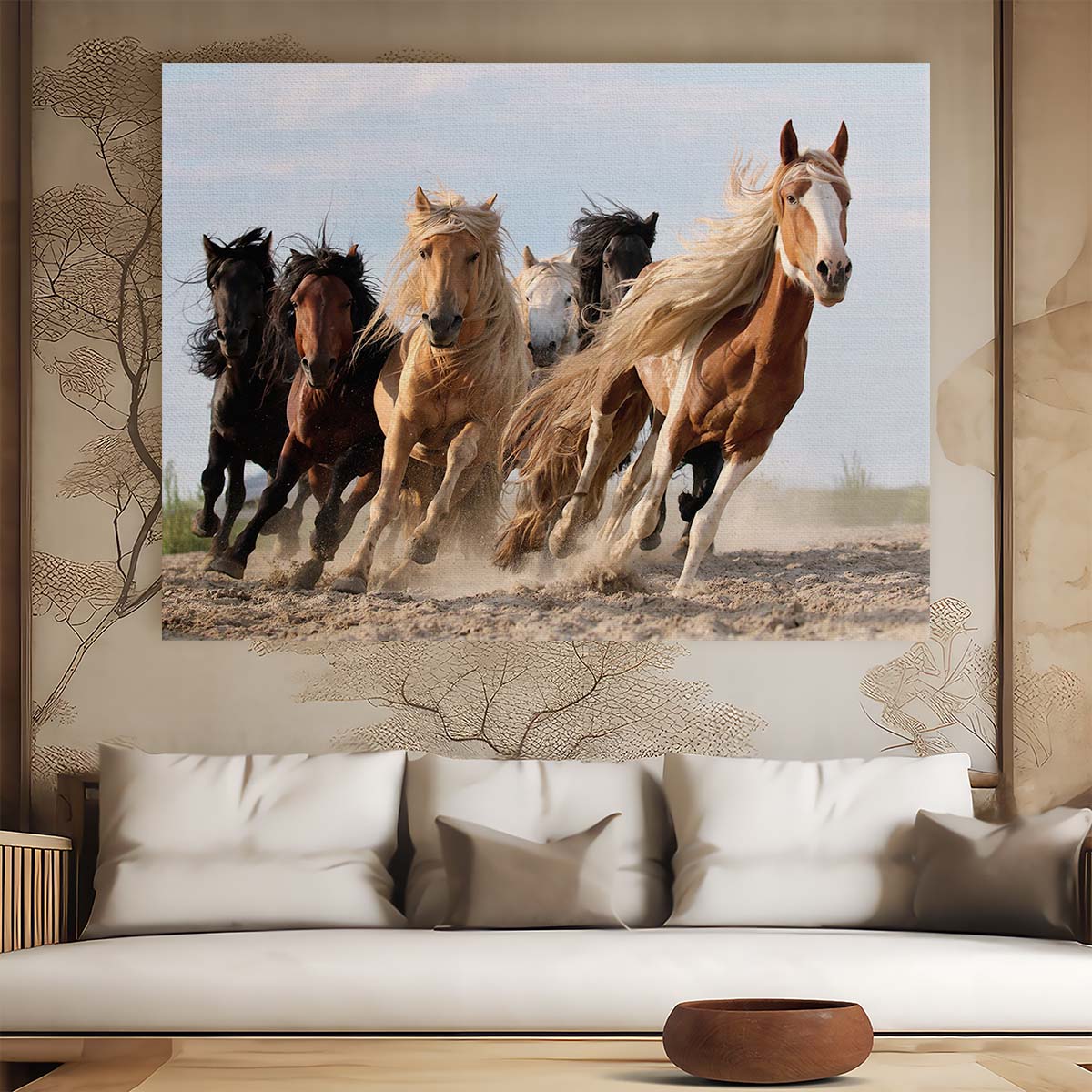 Dramatic Galloping Horses in Action - Mongolian Summer Wall Art