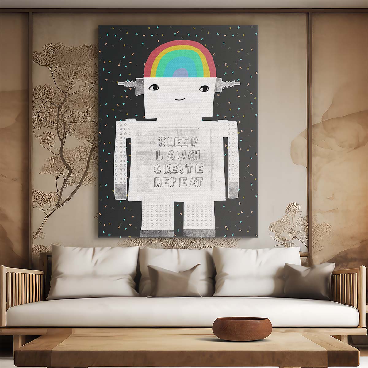 Motivational Robot Rainbow Nursery Art by Treechild by Luxuriance Designs, made in USA