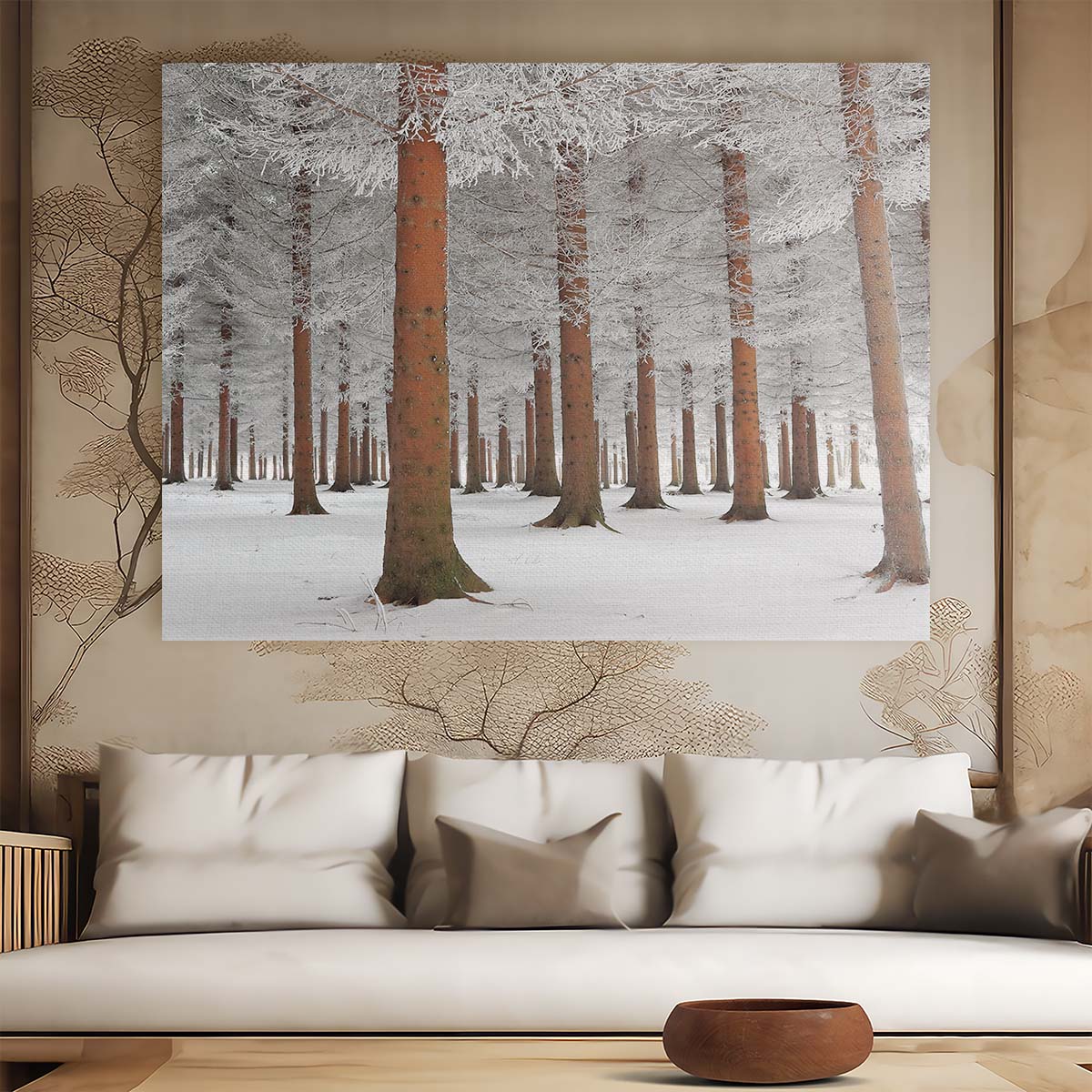 Frosty Serbian Winter Forest Snowscape Wall Art by Luxuriance Designs. Made in USA.