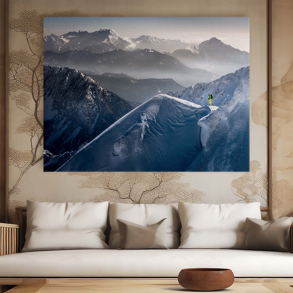 Alpine Ski Adventure SnowCapped Mountains Wall Art by Luxuriance Designs. Made in USA.