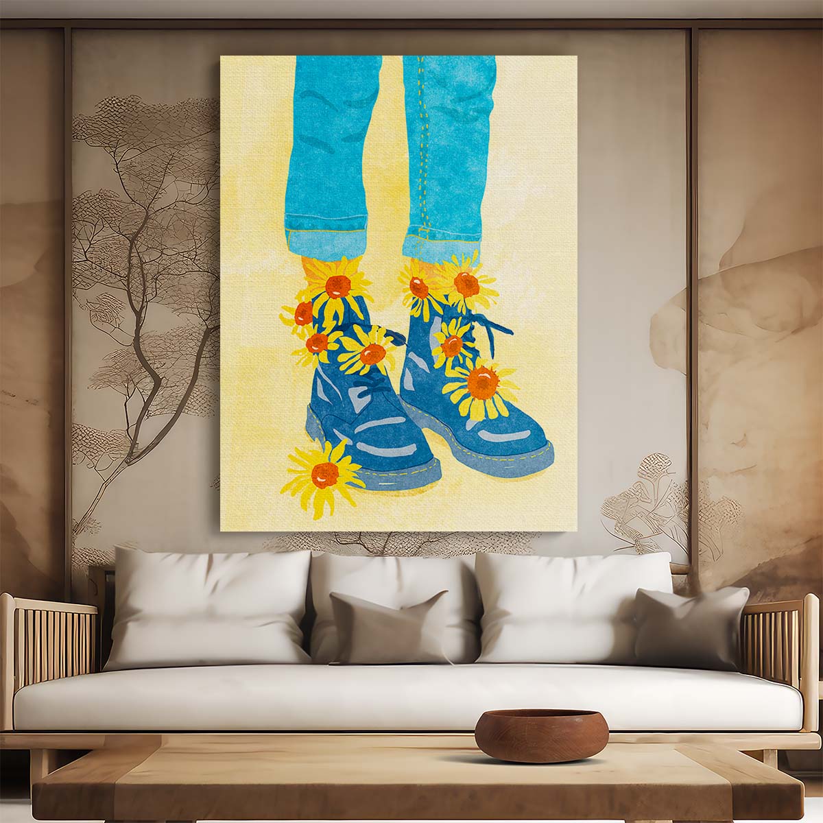 Sunflower Walk Illustration Summer Botanical Feminist Art by Raissa Oltmanns by Luxuriance Designs, made in USA