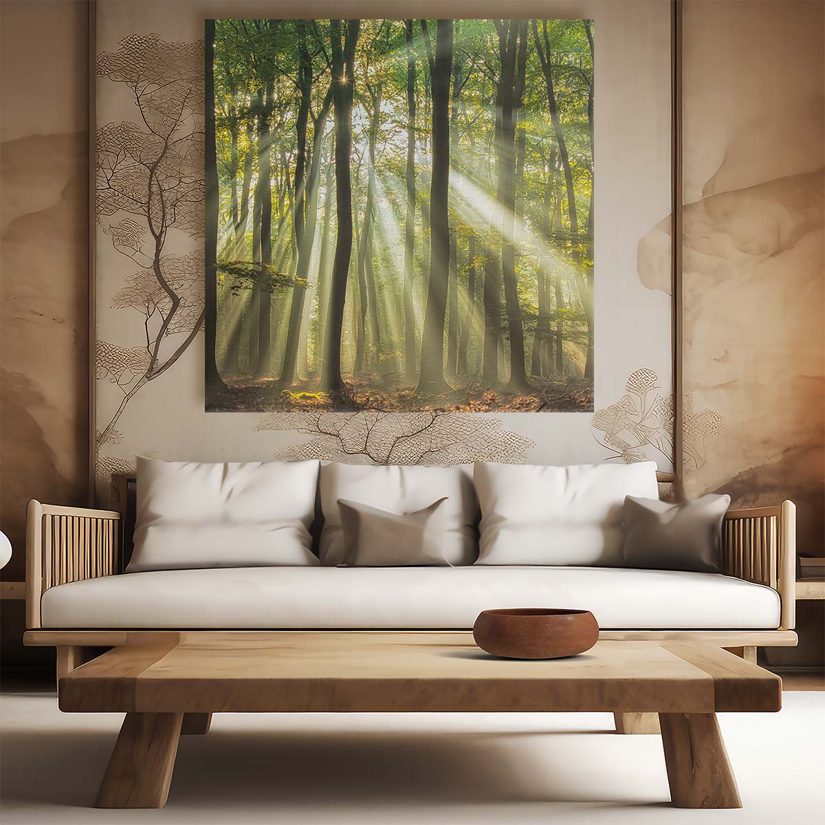 Enchanted Forest Dawn Summer Landscape Photography Wall Art by Luxuriance Designs. Made in USA.