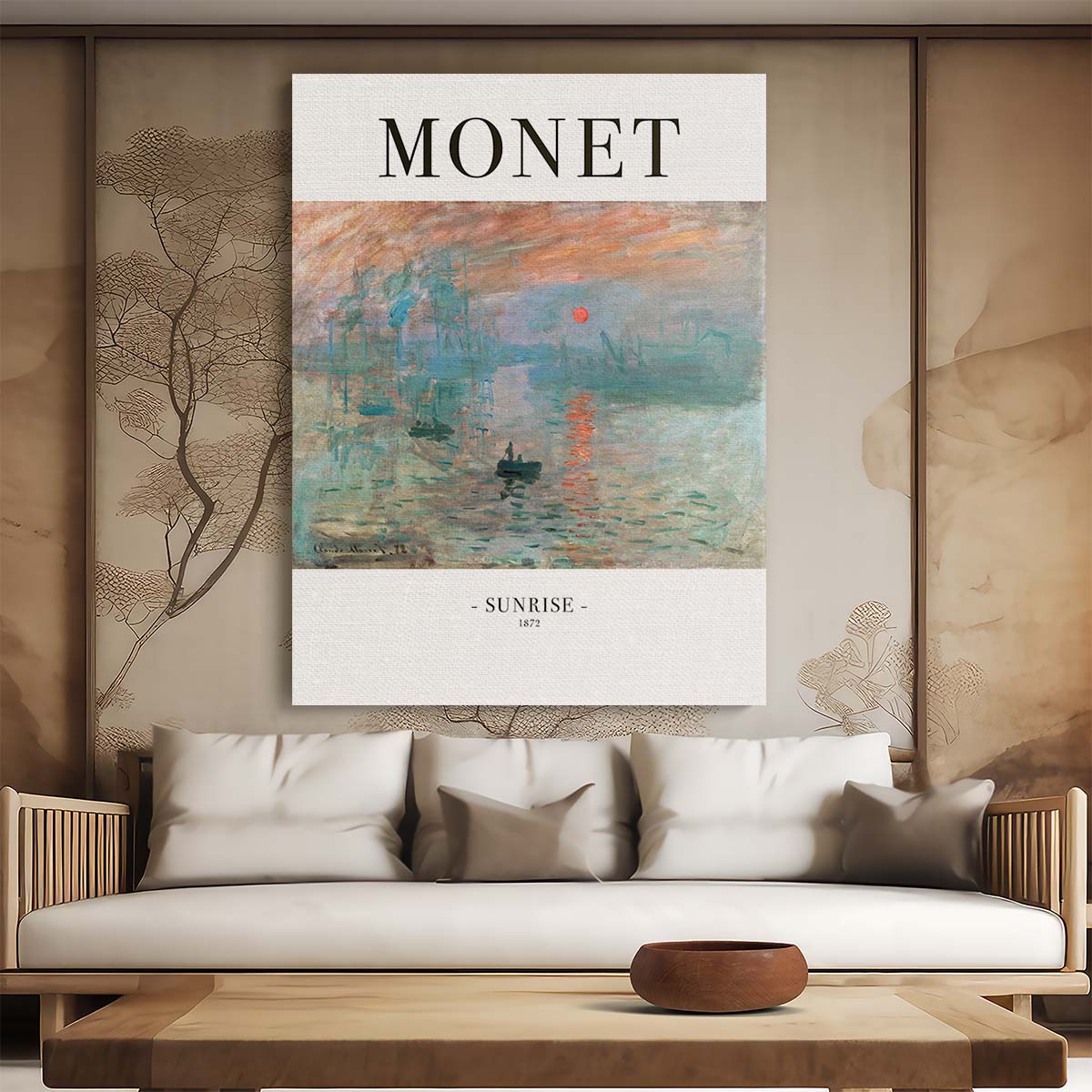 Monet's Sunrise 1872 Oil Paint Illustration, Abstract Boat Scene by Luxuriance Designs, made in USA
