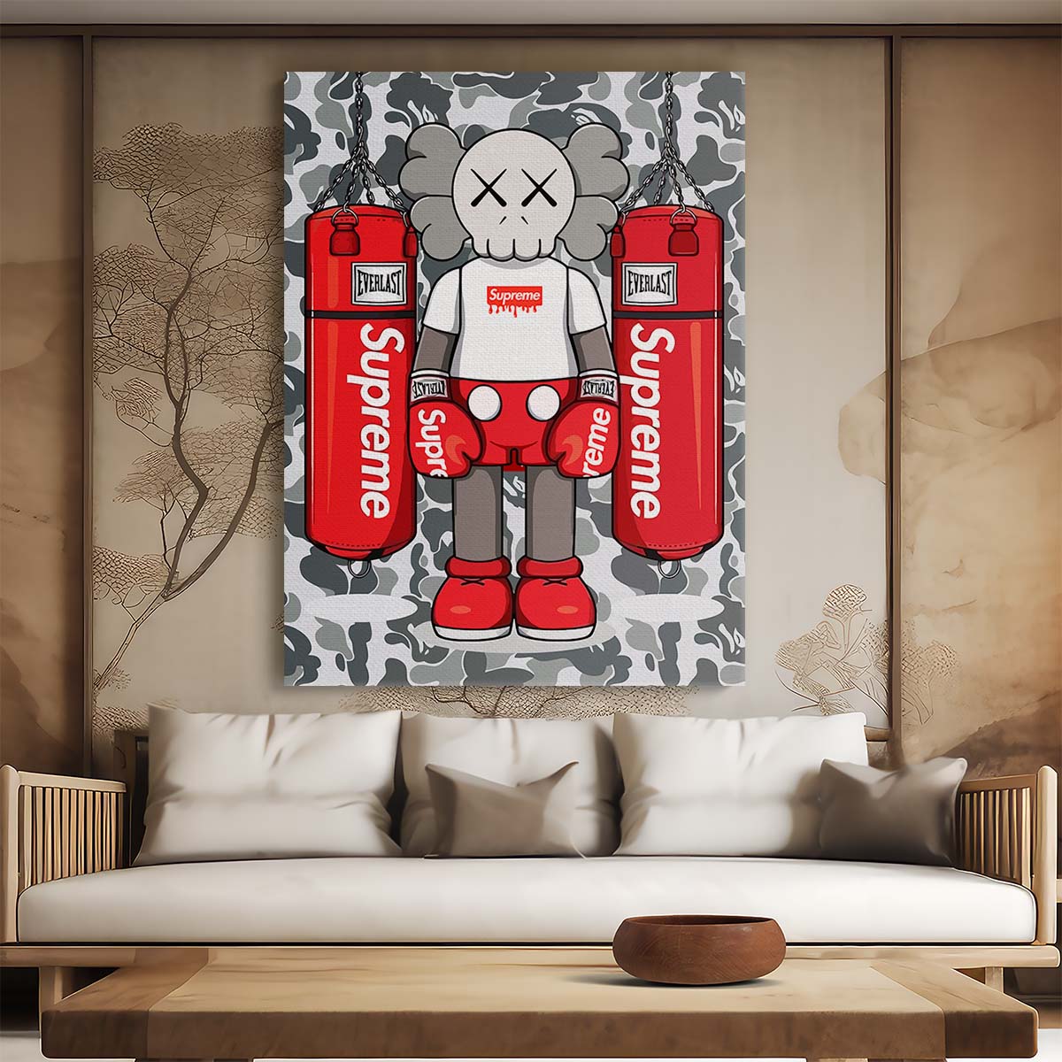 Supreme Kaws Fighter Everlast Wall Art by Luxuriance Designs. Made in USA.