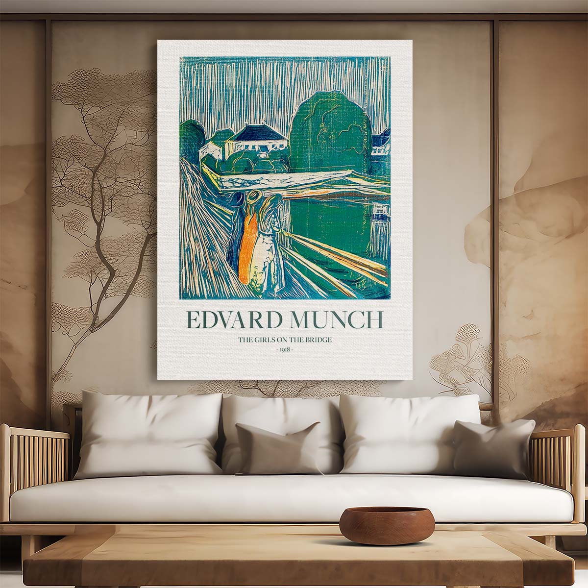 Edvard Munch's 1918 Acrylic Painting 'Girls On The Bridge' by Luxuriance Designs, made in USA