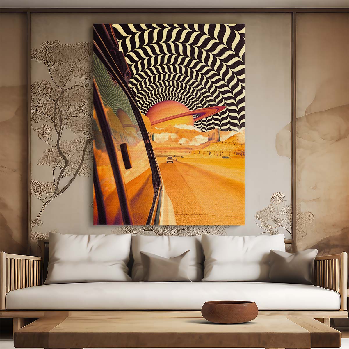 Psychedelic Road Trip II Vintage Saturn Collage Art by Taudalpoi by Luxuriance Designs, made in USA