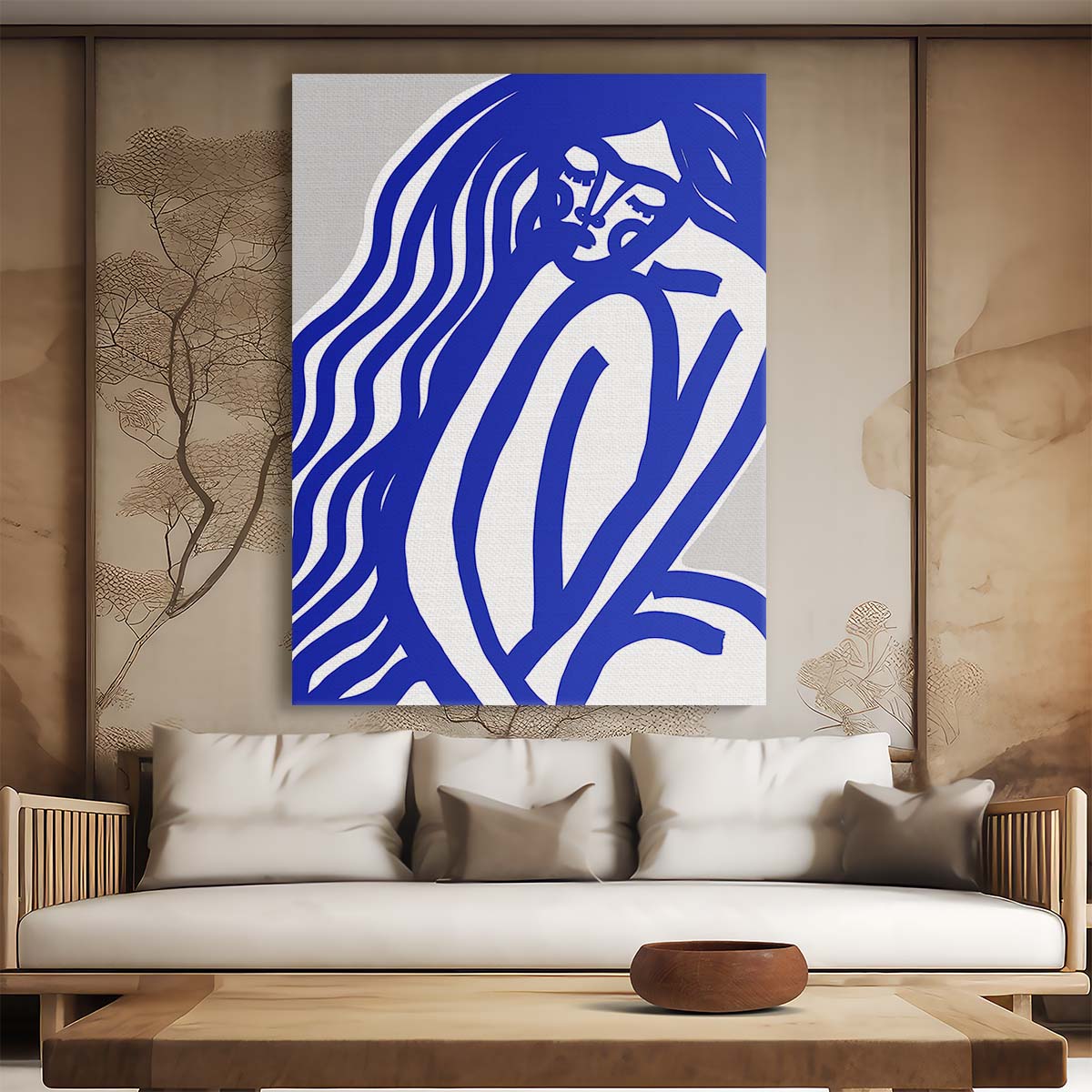 Frida Kahlo Inspired Blue Illustration of Woman by Treechild by Luxuriance Designs, made in USA