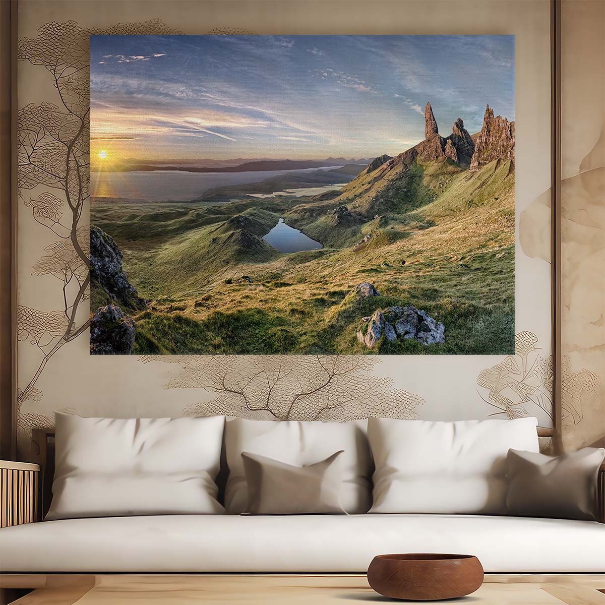 Sunrise at Old Man of Storr, Skye Wall Art by Luxuriance Designs. Made in USA.