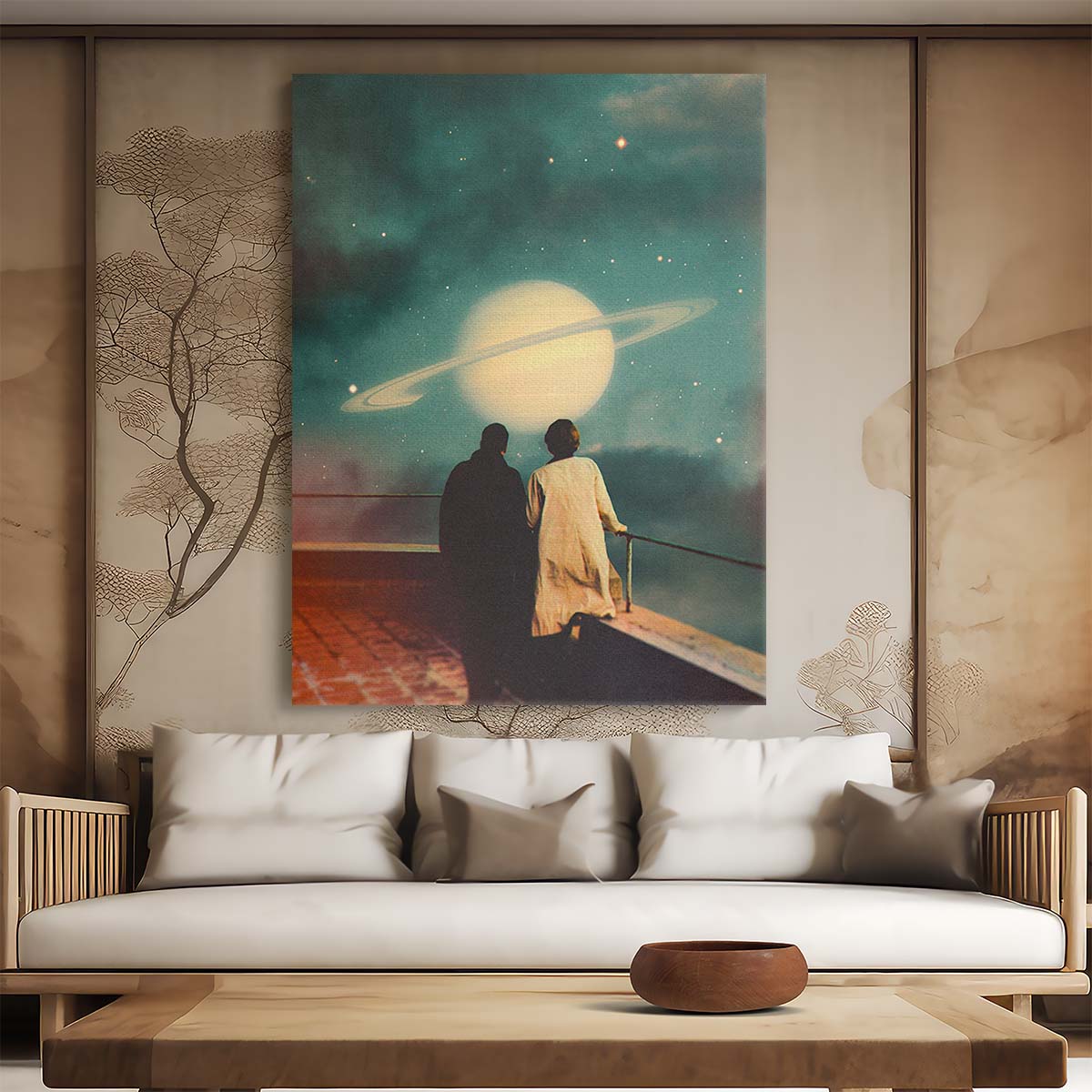 Romantic Retro-Futuristic Space Adventure Collage Wall Art by Taudalpoi by Luxuriance Designs, made in USA