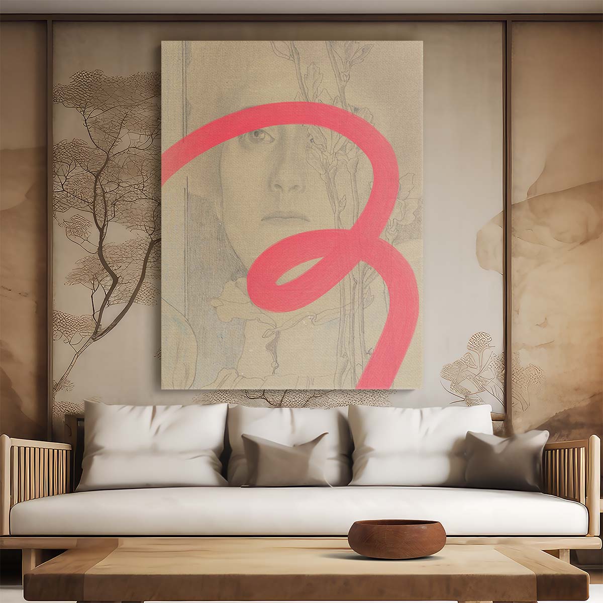 Vintage Neon Woman Abstract Illustration Wall Art by Yopie Studio by Luxuriance Designs, made in USA
