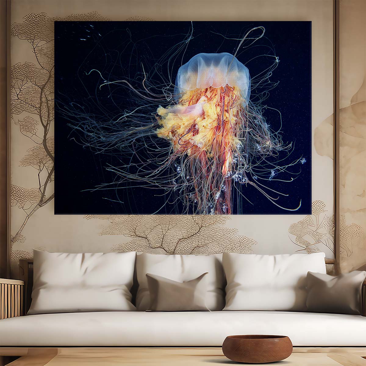 Majestic Lion's Mane Jellyfish Danger Wall Art by Luxuriance Designs. Made in USA.