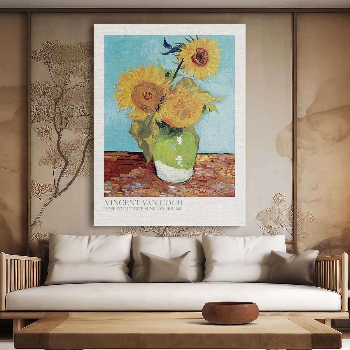 Van Gogh's Colorful Sunflowers in Vase, Botanical Oil Painting Poster by Luxuriance Designs, made in USA