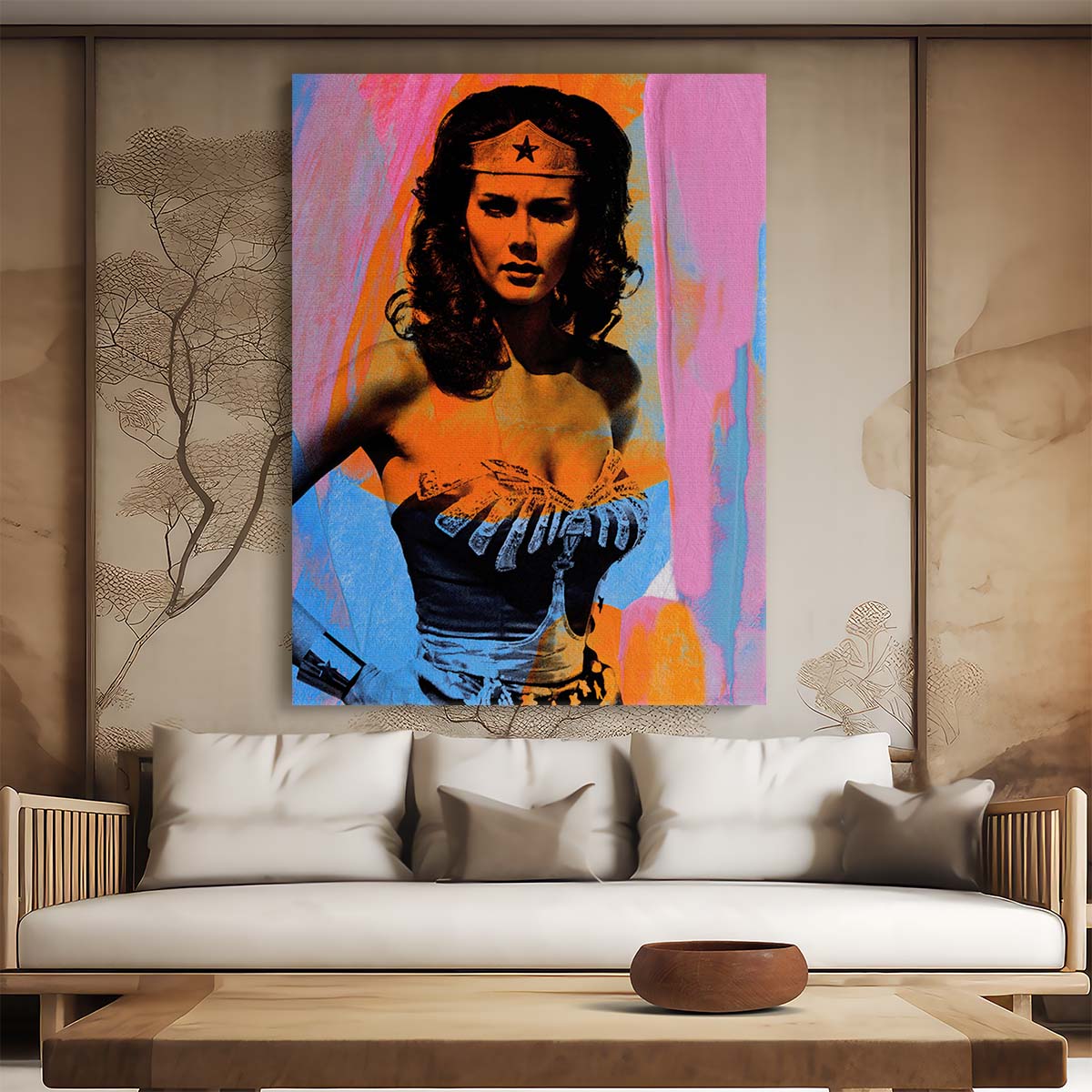 Vintage Wonder Woman Bright Colors Wall Art by Luxuriance Designs. Made in USA.