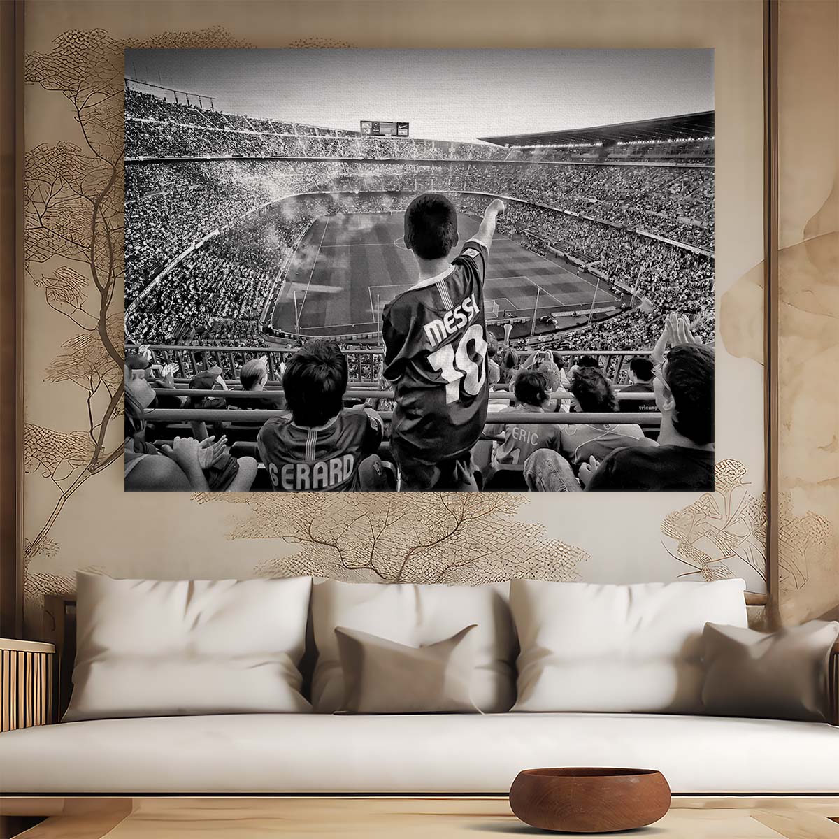 Lionel Messi Heroic Monochrome Football Stadium Photography Wall Art