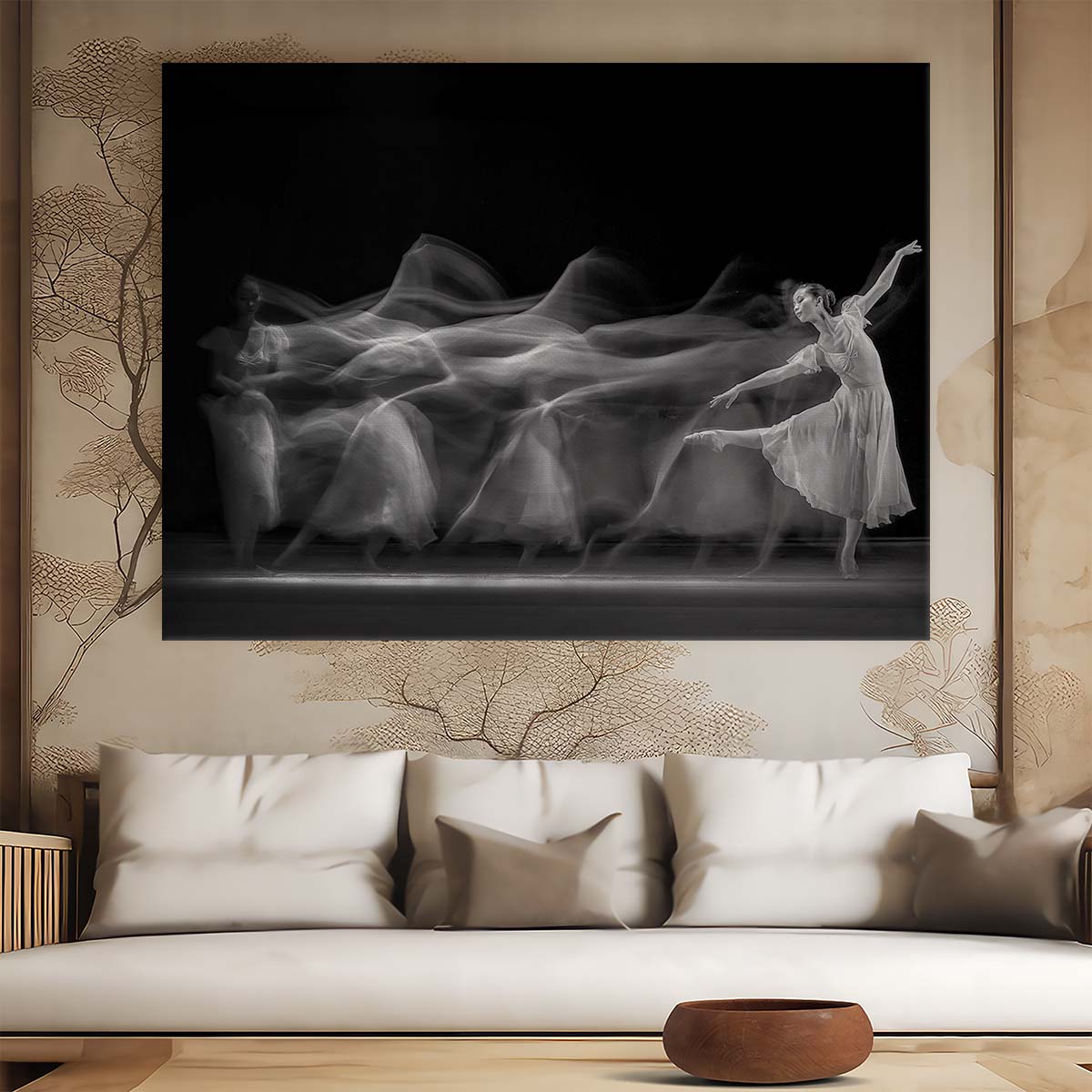 Graceful Ballerina in Motion Monochrome Dance Wall Art by Luxuriance Designs. Made in USA.