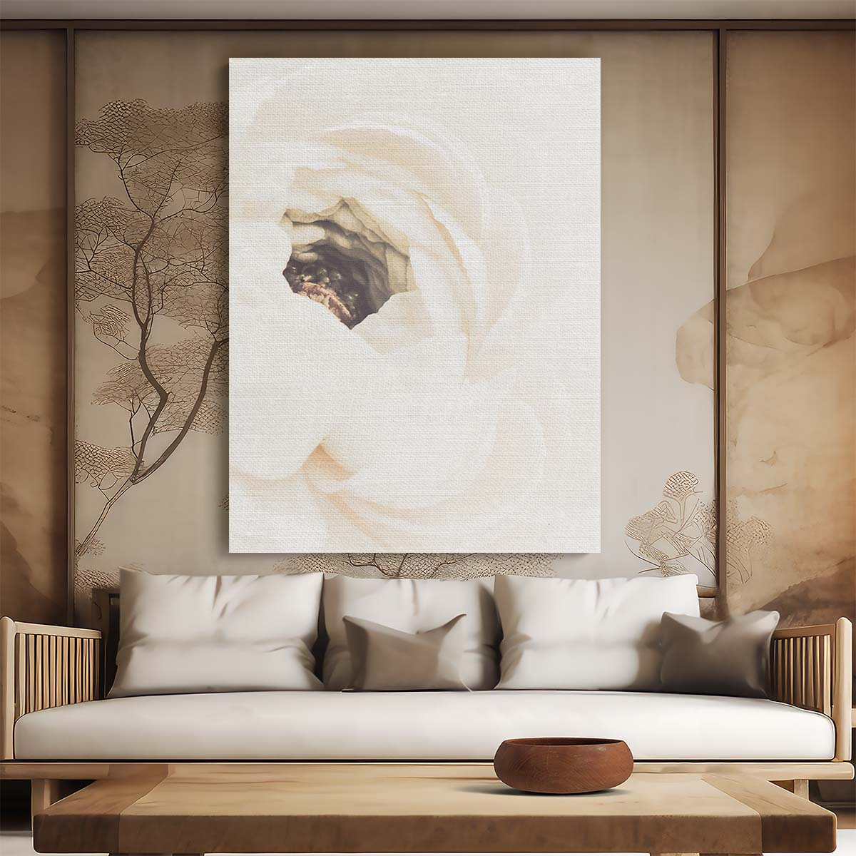 Vintage White Peony Blossom Floral Photography Art by Luxuriance Designs, made in USA