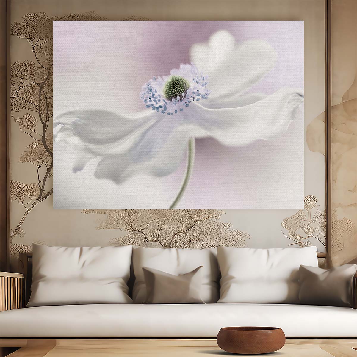 Delicate Pink Anemone Macro Floral Wall Art by Luxuriance Designs. Made in USA.