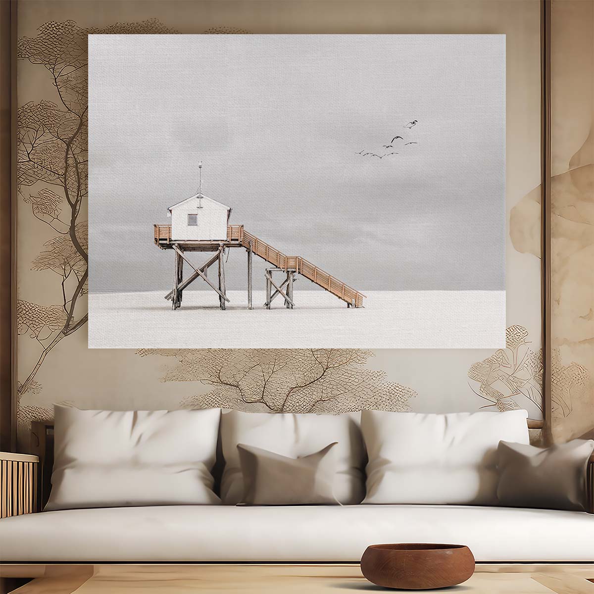 White Sand Beach & Lifeguard Tower Photo Wall Art